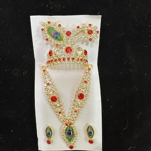 Set of Mukut , necklace, earrings for laddu Gopal / can be used for other deity idols also/ for size 0,1,2,4 & 5