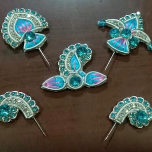 Kalangi for Krishna Mukut Pagdi / Gopal ji 5 piece tipara pin set / jewellery for  kanha ji / resham work jewellery for Krishna crown