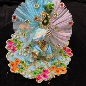 Beautiful laddu gopal poshak  / available in size 1 and 2 / beautiful pearl work dress / kanha ji clothes with matching pagdi