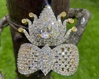 American Diamond Embellished Radha Krishna Mukut Laddu Gopal