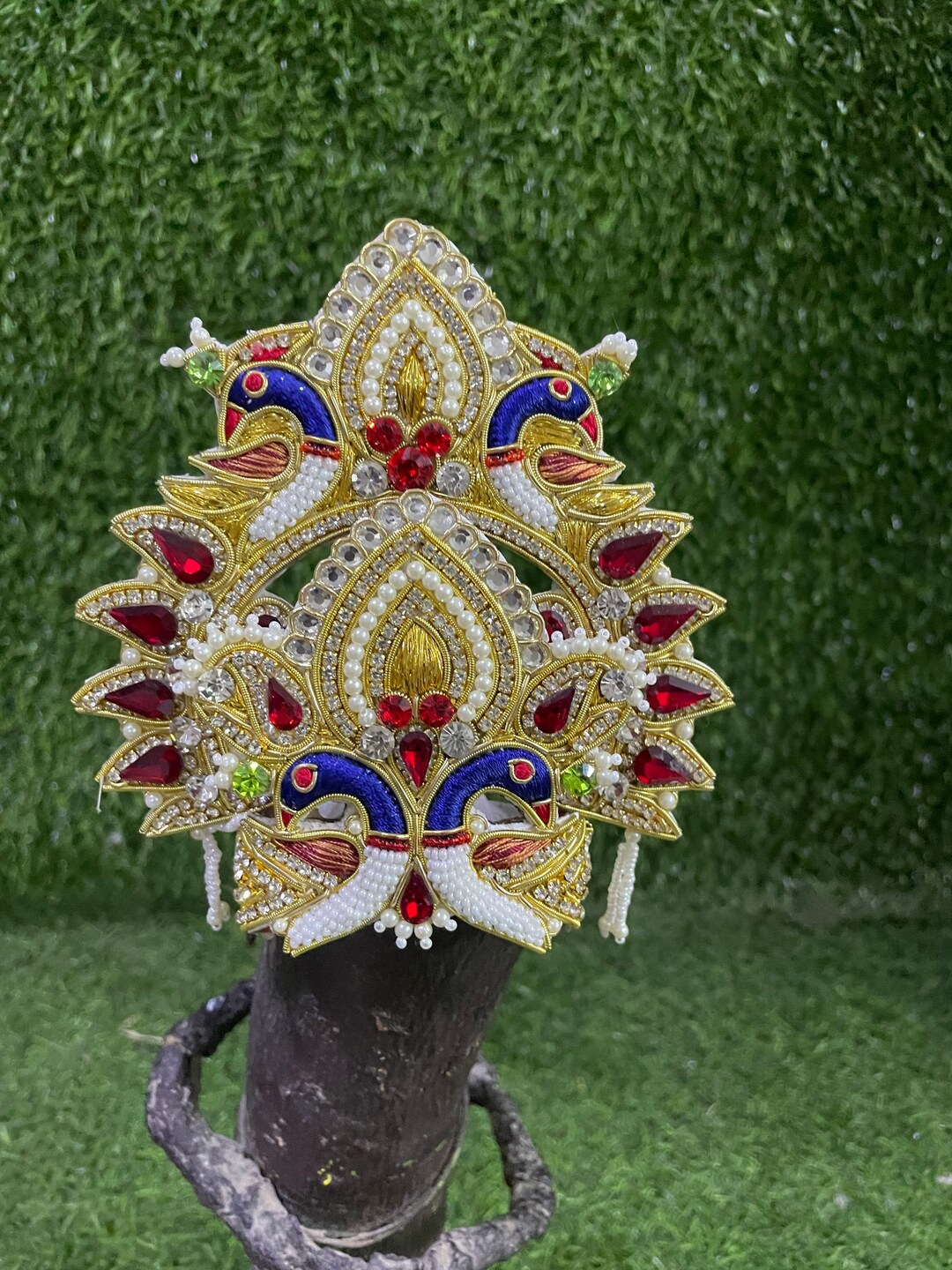 Krishna Mukut / Gopal Ji Stone Crown / Jewellery for HEAD Circumference of 46 , 5 7 and 6 8