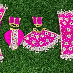 Beautiful Radha Krishna dress in 5 colours / Pearl and stone work / available in lehenga dhoti of 2 , 3 , 4 , 5 , 6 , 7 , 9 , 12   Inches