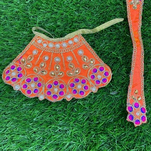 Amazing Ganesh ji , Radha Rani and mata Rani Lehenga patka / available in 3 , 4 and 5 inch lehenga
