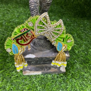 Colorful Stone embellished Radha Rani maang Chandrika  / jewellery for size 13-15 inches mata Rani idols