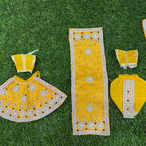 Beautiful Radha Krishna dress / stone work and embroidered poshak / available for size 3-4 , 7-8 and 9-10 inch idols