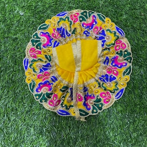 Laddu Gopal poshak for size 2 , 4 and 5 / thread work border on silk fabric / Krishna clothes in pretty colours