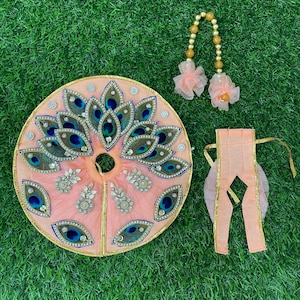 3 piece Laddu Gopal dress for size 5 / available in 6 different patterns / Pearl , stone and beads work poshak