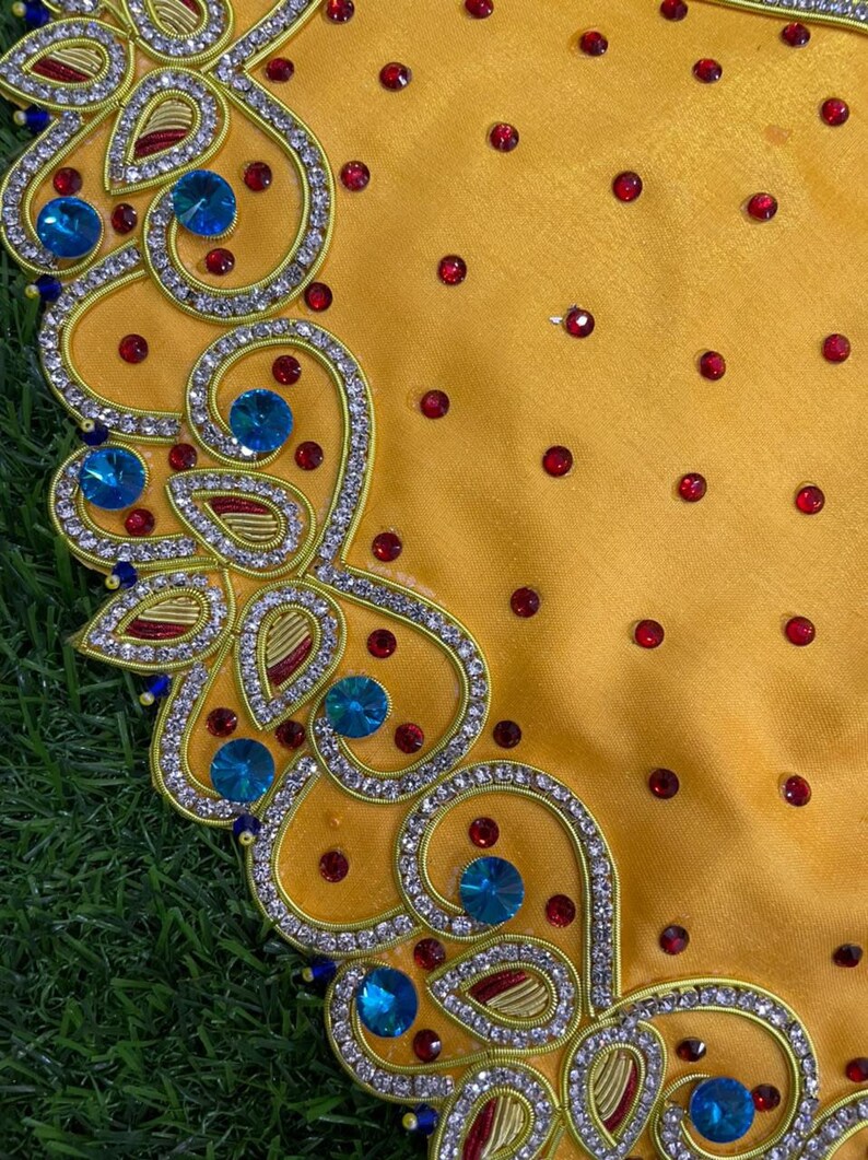 Designer Radha Krishna Dress in Yellow Colour / Resham Etsy