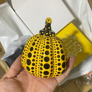 Yayoi Kusama yellow Pumpkin sculpture with original box
