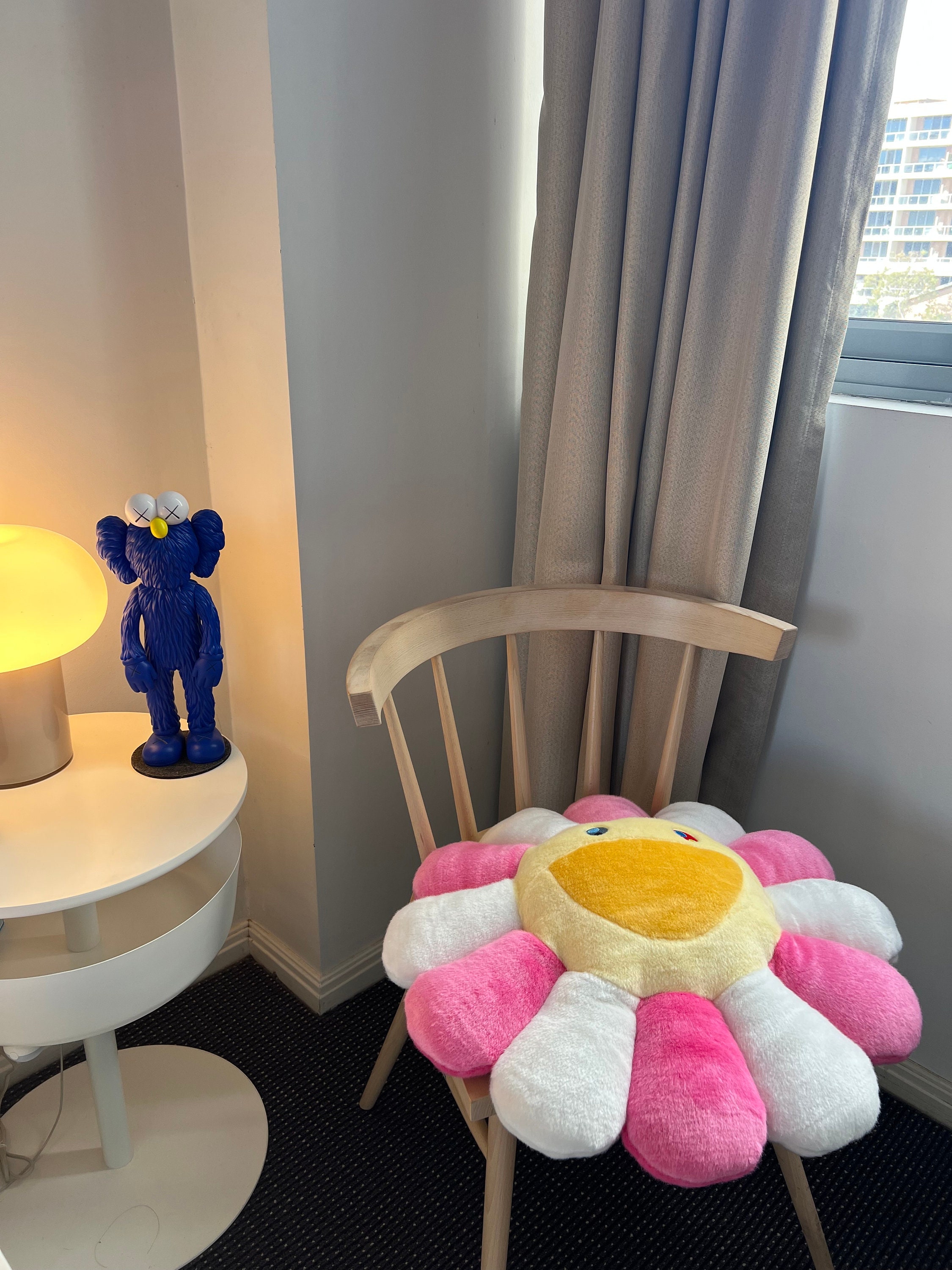 Takashi Murakami - White Rainbow Flower Cushion - Lucky Cat
