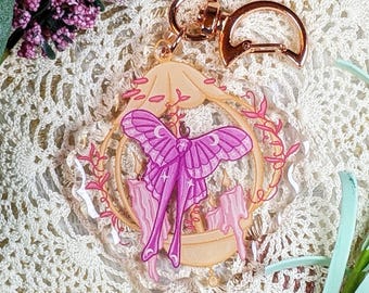 Moth Lantern Keychain | Whimsical Moth Accessory | Acrylic Keychain
