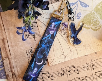 Mushroom Crow Wrist Lanyard | Bird Accessory | Mini Keychains