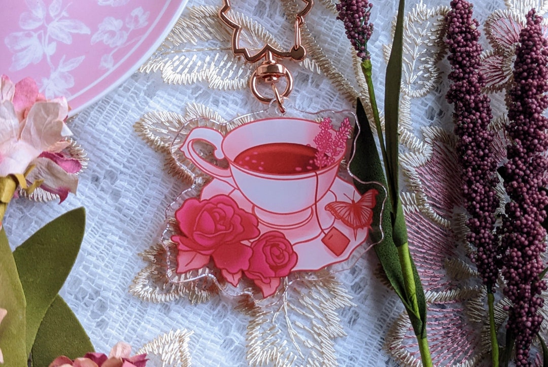 Teacup Cottage Core Keychain Etsy