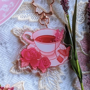 Teacup Cottage Core Keychain