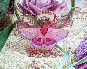 Magical Moth Keychain | Whimsical Moth Accessory | Acrylic Keychain