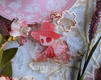 Chibi Rosi Boo with Flowers Keychain | Whimsical Cottagecore Accessory | Acrylic Keychain