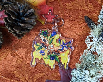 Death Moth Keychain | Spooky Moth Accessory | Deadly Night Shade Acrylic Keychain