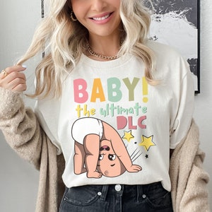 Zabawna koszulka ciążowa dla gracza wideo, oversize'owa koszulka unisex dla gracza, idealny prezent dla ciężarnych mam graczy, grafika w jasnym odcieniu skóry
