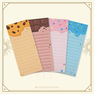 Notizblock - Süßigkeiten // Kellnerblock // 50 Blatt // Streusel // Schokoladen // Keks // Cookie // Zuckerwatte // Abreißblätter // Kawaii