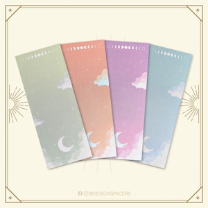 Notizblock - Colourful moons // Kellnerblock // 50 Blatt // Mond // Mondphase // Wolken // Himmel // Kawaii // Hexe // Magisch