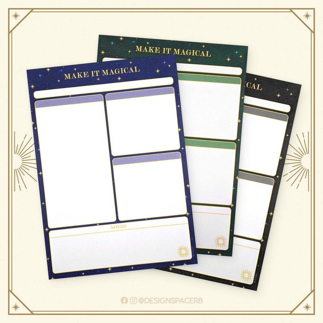 Wizard Note Pad Notepad - Magic Planner // A5 // 50 Sheets // to Do Planner // Stars ...