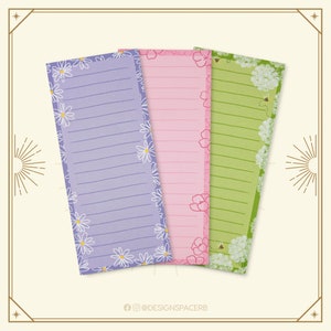 Notizblock - Frühling // Kellnerblock // 50 Blatt // Blumen // Margeriten // Kirschlblüte // Pusteblume // Hortensien // Kawaii // Pastell