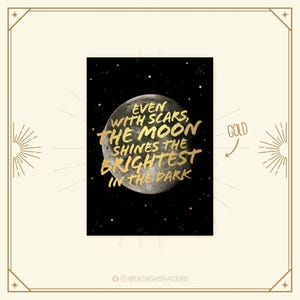 Wenskaart - Maanlittekens // Dina6 // Kaart // Gouden glans // Heksentovenaar Magisch // Volle maan // Sterren // Spreuk // Motiverend // Engels