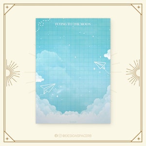 Notizblock - Flying to the Moon // Dina5 // 50 Blatt // To Do // Papierflieger // Spruch // Raster Karo Kariert // Abreißblätter