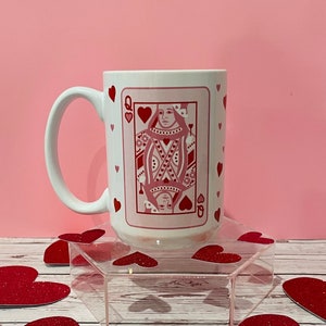 Queen of Hearts Mug, Gift for Her, Gift for Friend, Poker Player, Queen Bee, Valentine Sublimated Ceramic Mug