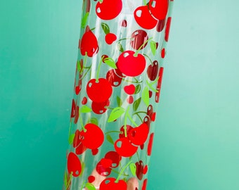 Red Cherries Glass Tumbler, Cherry Lover Gift, Spring Summertime Gift, Cherry Decor, Cherry Fruit 25oz Glass Tumbler