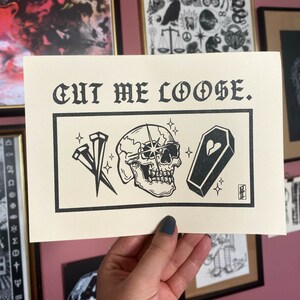 Impression flash de tatouage « Coupez-moi les épaules » | Schwarzarbeit | Traditionnelle | Baguette Kunst Dekor | Totenkopf | Nagel | Sarg | Vide et encre
