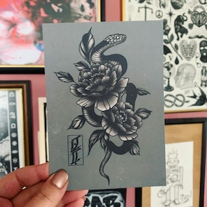 Impression de tatouage de fleurs de serpent