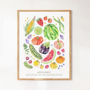 Summer Harvest Art Print - Moderne Aquarell Illustration gedruckt mit Öko-Tinten auf nachhaltig produziertem Papier