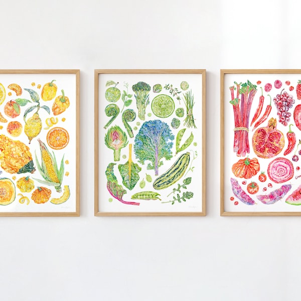 kitchen print set of 2 fruit print vegetable print... Fruit Kitchen Art - Etsy