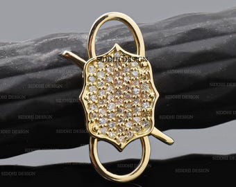 14K yellow gold diamond padlock, women's jewelry connector