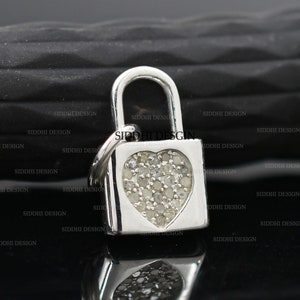 925 silver diamond heart padlock charm, wholesale charm jewelry