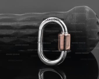 Sterling Silver Carabiner Lock, Rose Gold Plated Jewelry Connector