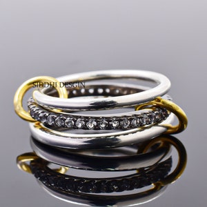 925 silver multi connector band ring, Topaz multi band ring, woman 3 set band ring jewelry