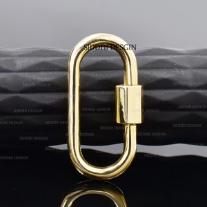 14k yellow gold carabiner lock gold plain carabiner lock woman jewelry connector lock
