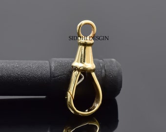14k yellow gold-plated plain swivel push lock, woman's art deco spring clasp lock jewelry