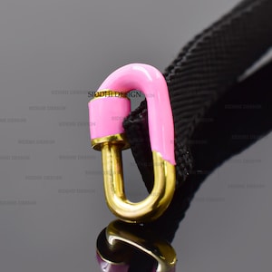 Yellow gold plated screw carabiner, silver plain enamel carabiner lock, woman jewelry connector lock carabiner