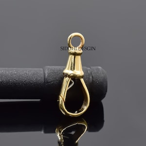 14k yellow gold swivel lock, plain gold oval swivel push lock, woman art deco spring clasp lock jewelry