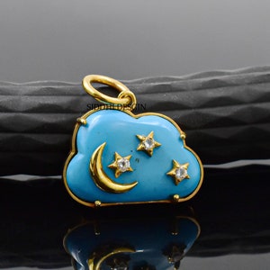 Yellow gold plated cloud pendant turquoise cloud star & moon pendant jewelry