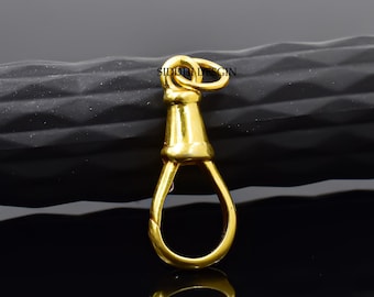 14k yellow gold-plated plain swivel push lock, woman's art deco spring clasp lock jewelry