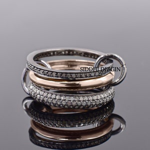 925 silver multi connector band ring Diamond multi band ring woman 3 set band ring jewelry