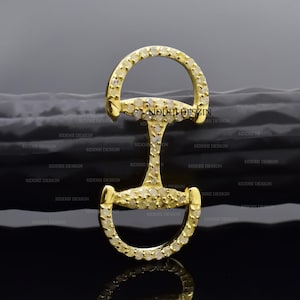 14K yellow gold bracelet connector, gold diamond charm holder, woman jewelry connector charm holder