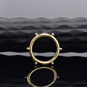 14k yellow gold dotted charm lock, round clasp lock, woman jewelry connector lock