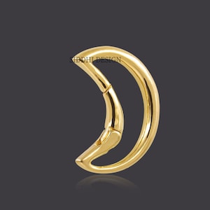 Cierre con abalorio potenciador de oro amarillo de 14 k, cierre con broche de resorte de luna, cierre con conector de joyería de media luna para mujer