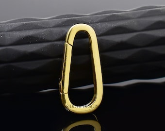 14k Yellow Gold Plated Charm Enhancer Lock: Oval Jewelry Connector (20x10 mm)