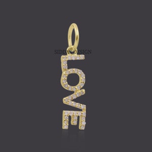 Yellow gold plated letter pendant, diamond LOVE letter pendant, wholesale personalized pendant